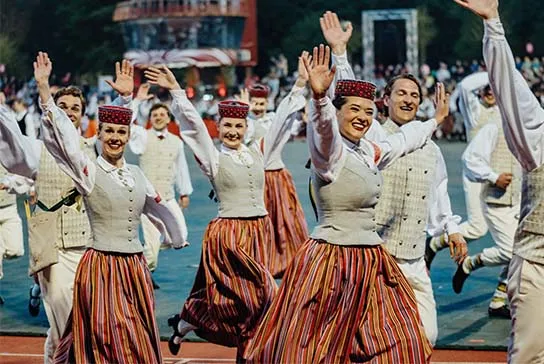 Folk Dance Ensemble Lielupe presenting Latvian cultural heritage through traditional dance
