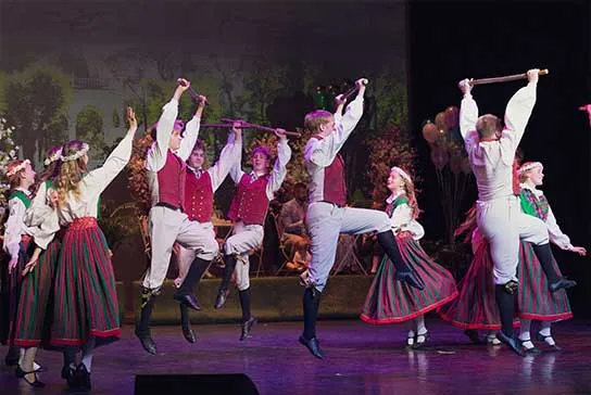 Estonian Dance Ensemble SÕLEKE performing traditional folk dance at IEFF mexico 2026